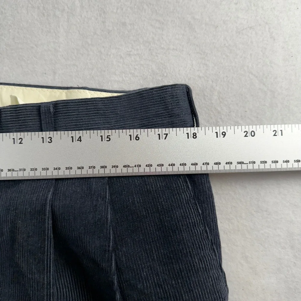 Reed St James Mens Pleated Corduroy Trousers Navy Blue 38x30 Straight Leg 03364
